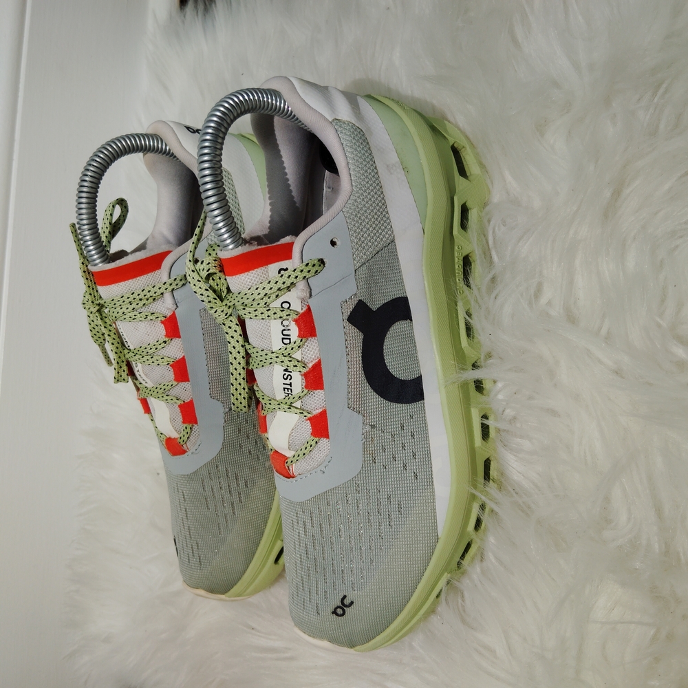 On Cloudmonster Womens' Gray and Green Sneakers